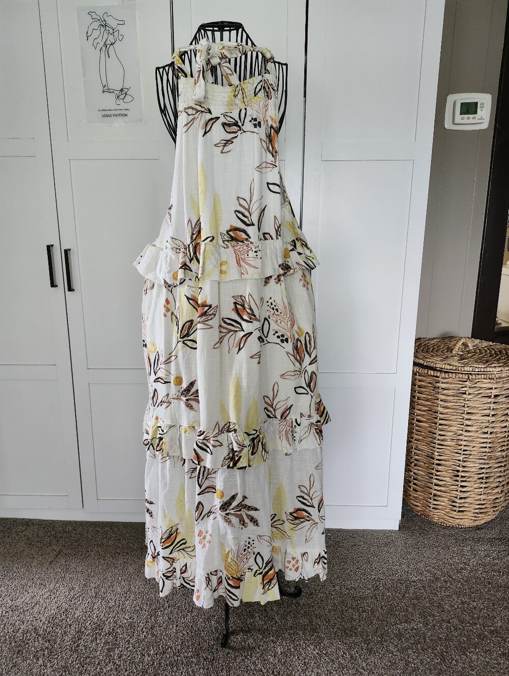 Free People Floral Tiered Maxi Adjustable Strap Dress.